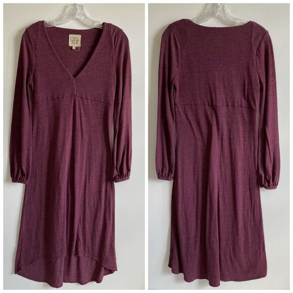 Chaser Triblend Blouson Sleeve Hi Lo Midi Dress - Picture 3 of 6